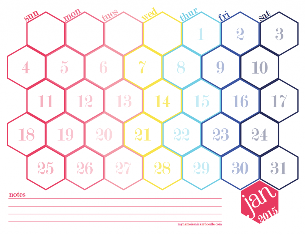 Free Printable for a 2015 Hexagon Calendar! | My Name Is Snickerdoodle Free Printable for a 2015 Hexagon Calendar! | My Name Is Snickerdoodle