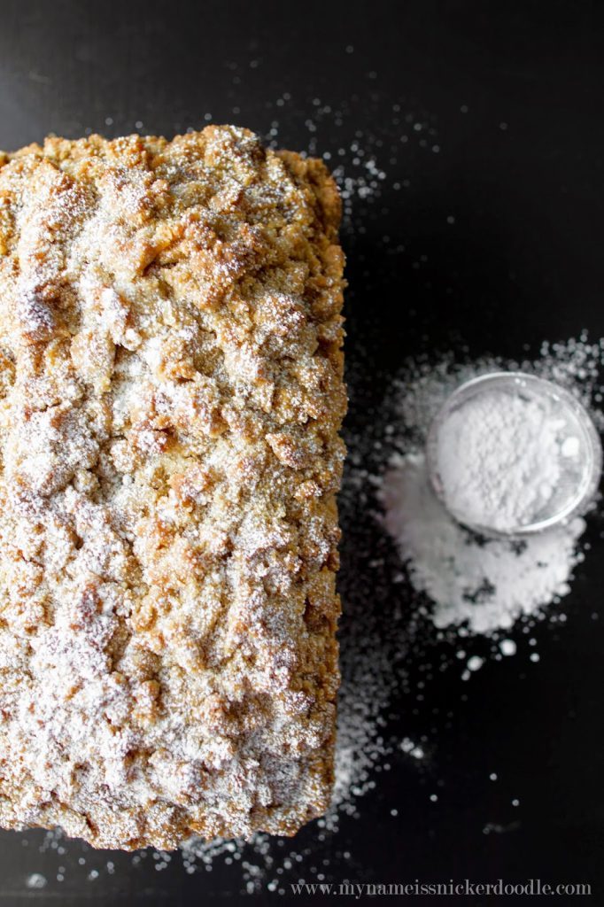 Pumpkin Chocolate Chip Bread Sprinkled with Powdered Sugar