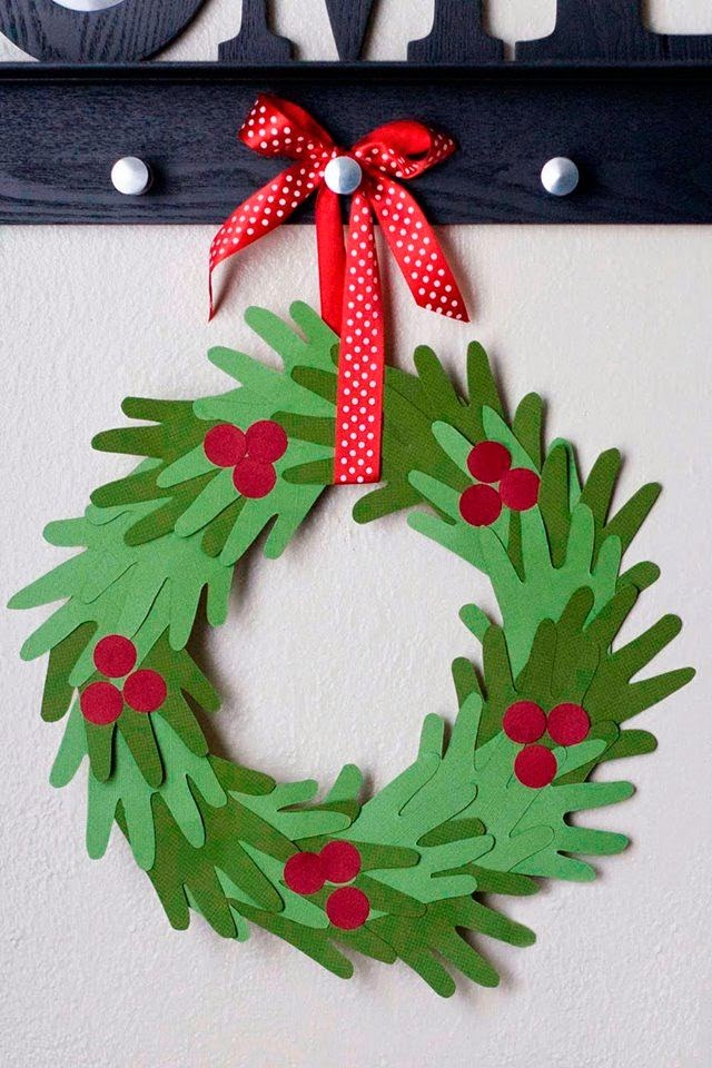 Kids Hand Print Christmas Wreath