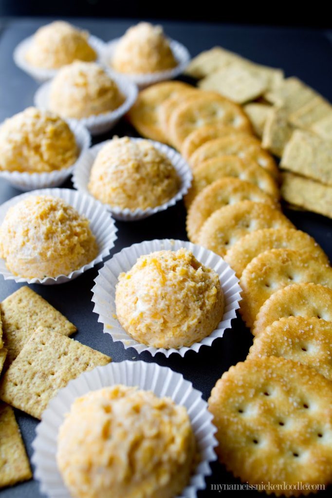 Mini Ranch Cheese Balls On a Platter With Crackers