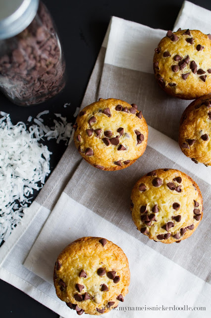 I want to make these yummy Coconut Chocolate Chip Muffins! Perfect for a quick breakfast! | mynameissnickerdoodle.com I want to make these yummy Coconut Chocolate Chip Muffins! Perfect for a quick breakfast! | mynameissnickerdoodle.com