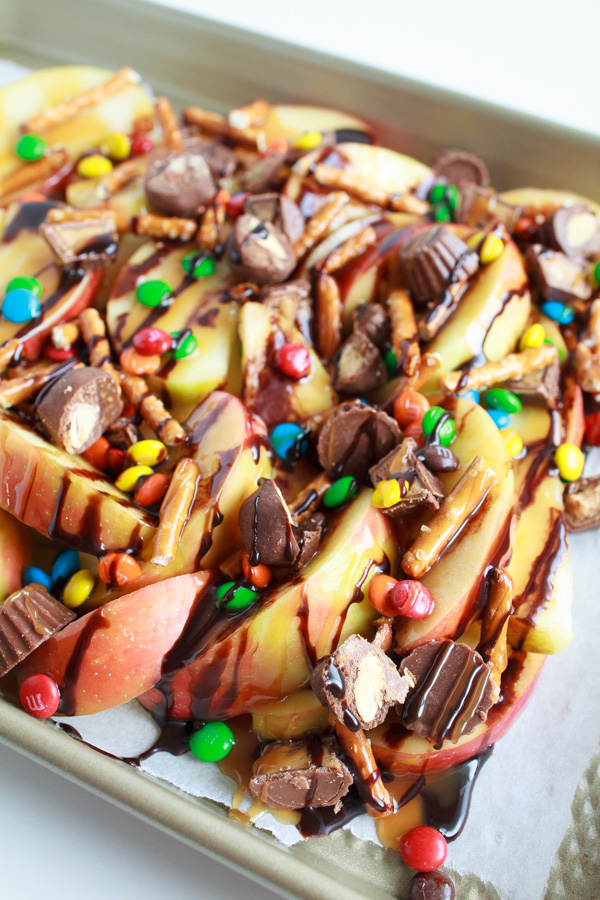 Caramel Apple Nachos fully loaded 