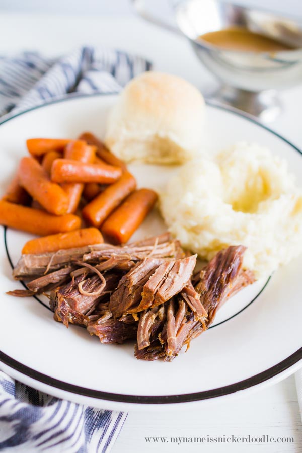 Easy Slow Cooker Pot Roast With Mashed Potatoes