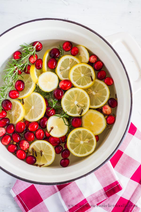 Holiday Stove Top Potpourri with lemons and cranberries