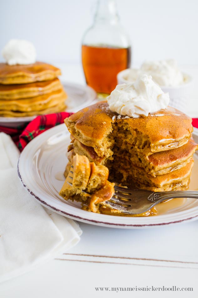 Gingerbread Pancakes Recipe With Whipped Cream And Syrup