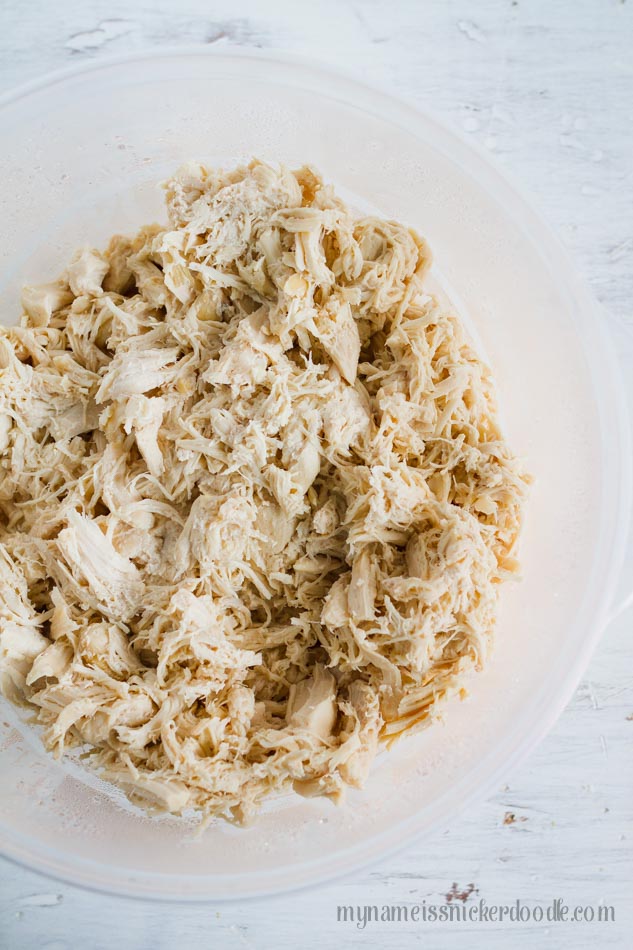 How To Cook, Shred and Freeze Chicken For Easy Meal Prep In A Bowl