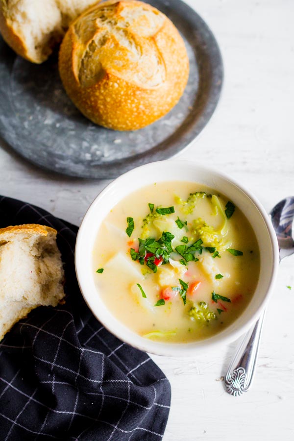 A delicious recipe for Garden Vegetable Chowder! Find it over at mynameissnickerdoodle.com A delicious recipe for Garden Vegetable Chowder! Find it over at mynameissnickerdoodle.com