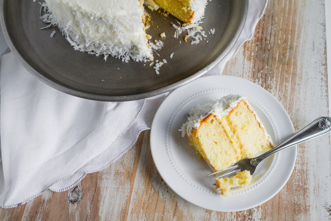 slice of Coconut Cake with coconut filling