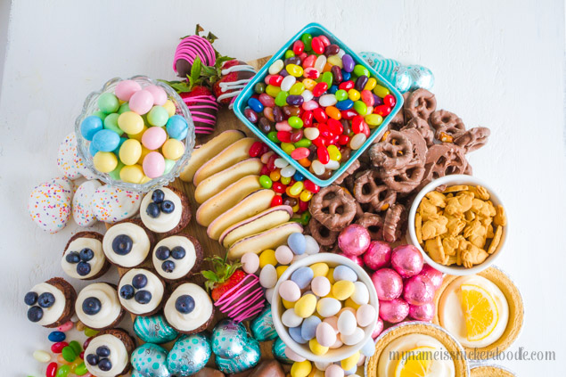 Easter Candy Snack Board a perfect dessert buffet for the holiday!