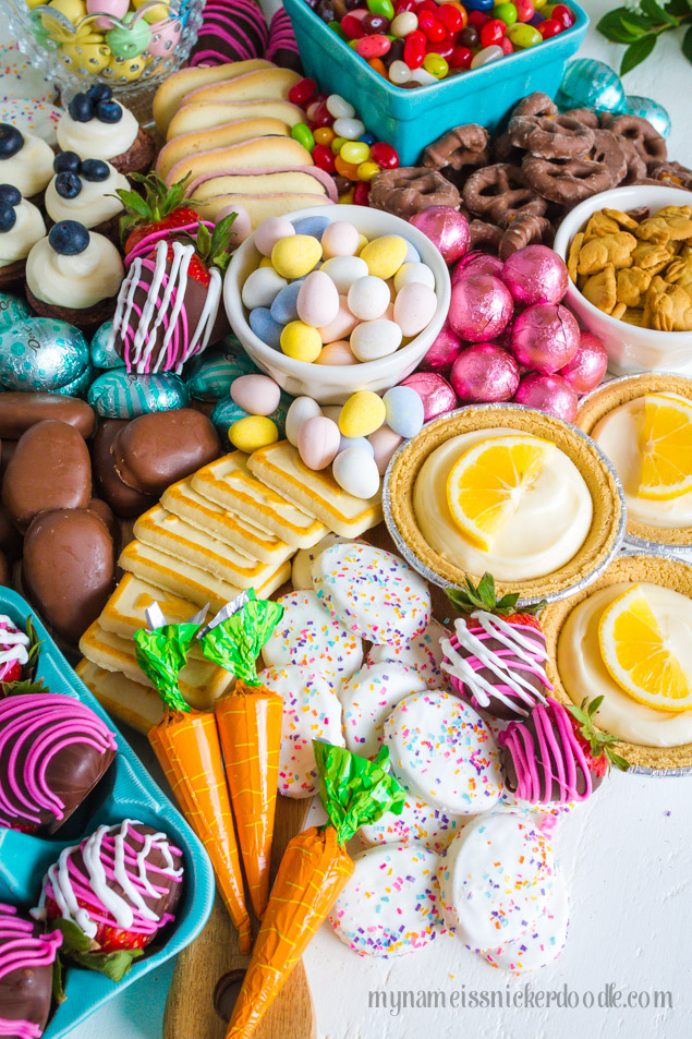 Easter Candy Snack Board a perfect dessert buffet for the holiday!