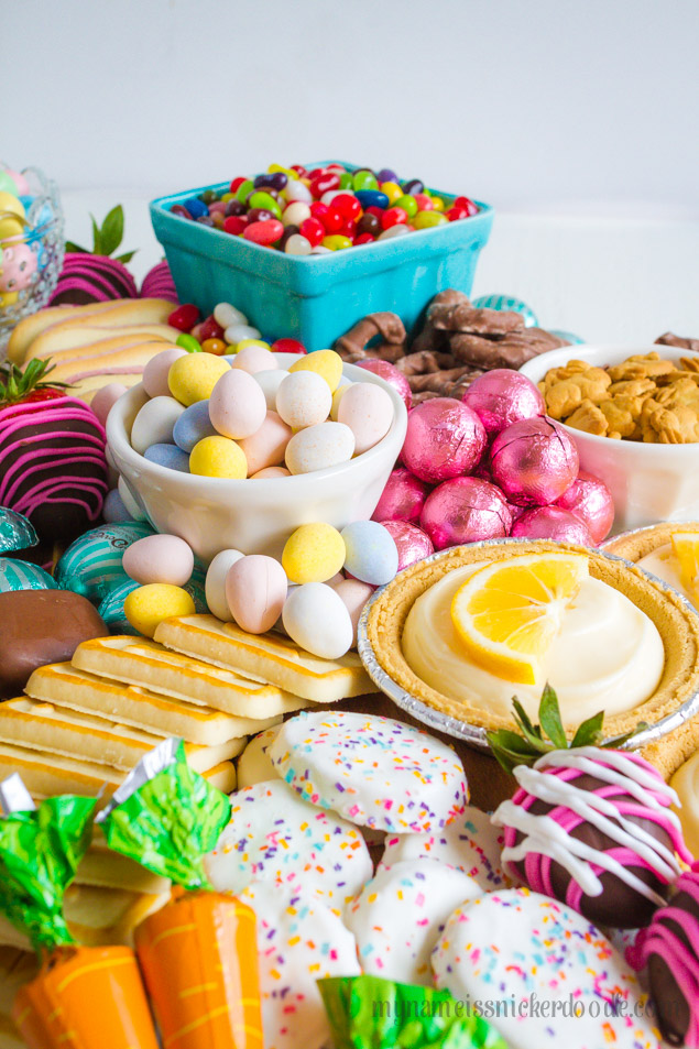 Easter Dessert Candy Board a perfect dessert buffet for the holiday!