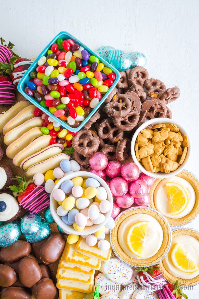 Easter Candy Snack Board a perfect dessert buffet for the holiday!