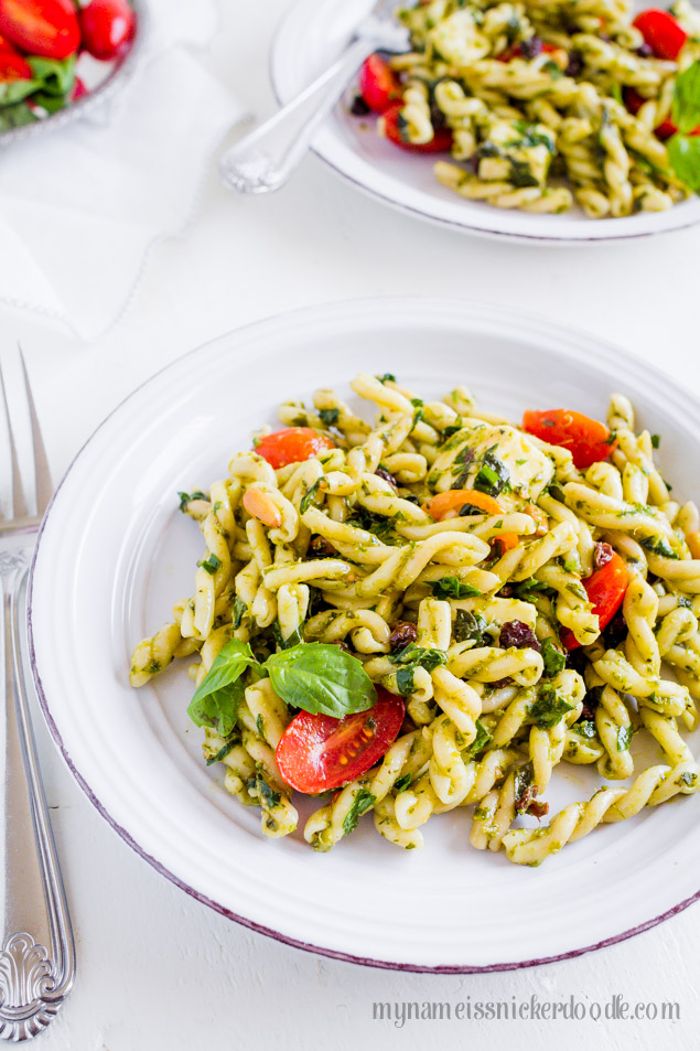 Tomato Mozzarella Pasta Salad Recipe, Pesto, Basil, Italian, Cheese, Olive Oil, Caprese