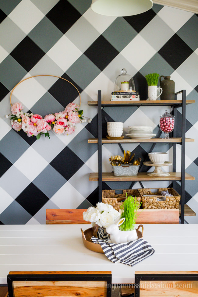 Kitchen Makeover Buffalo Check Wall - My Name Is Snickerdoodle