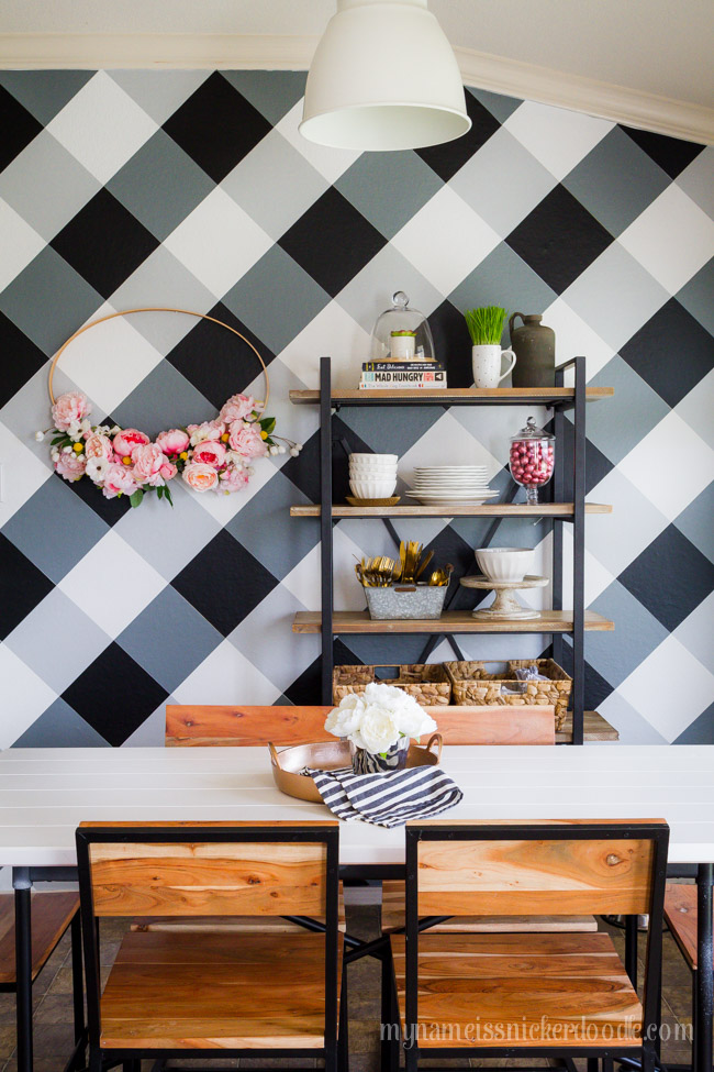 Kitchen Makeover Buffalo Check Wall - My Name Is Snickerdoodle