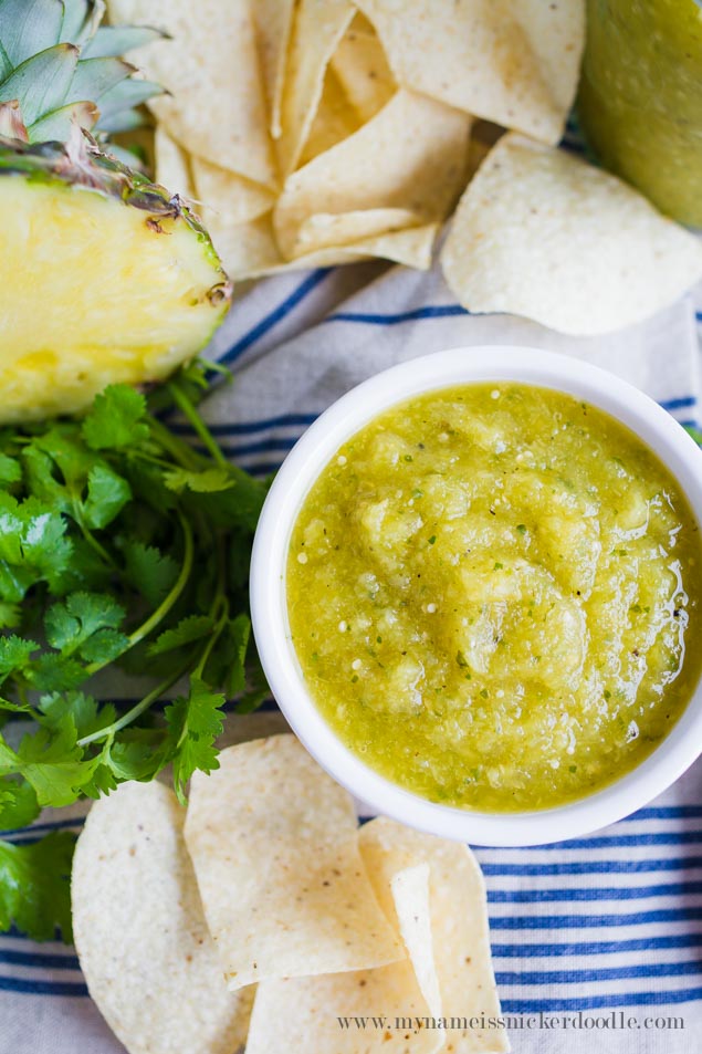 Pineapple Tomatillo Salsa  |  Recipe  |  Easy  |  Dip  |  Cilantro  |  Cinco de Mayo