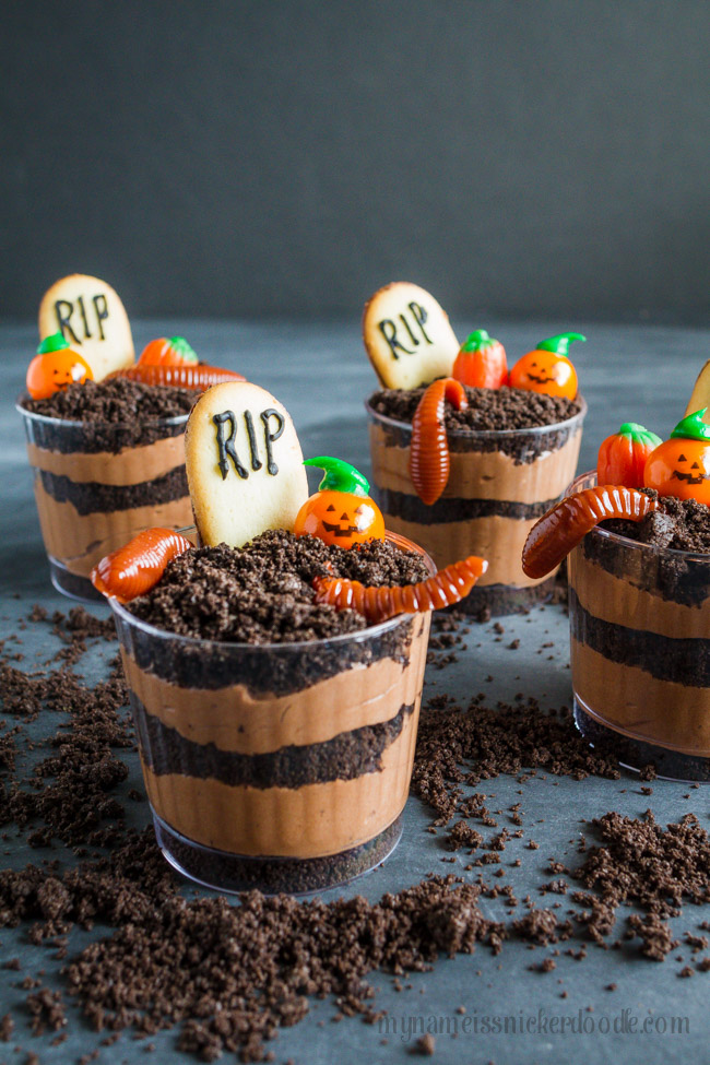 Halloween Treats Graveyard Pudding Cups Tombstone Cookies