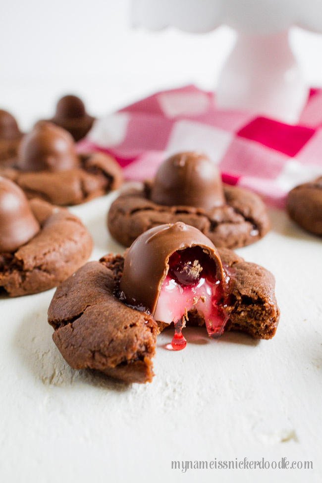 Cherry Cordial Chocolate Cookies made with a classic Christmas candy. A perfect treat. 