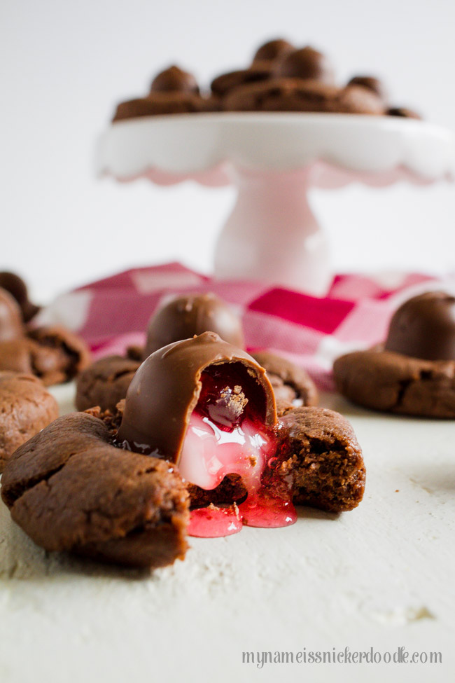 Cherry Cordial Chocolate Cookies made with a classic Christmas candy.