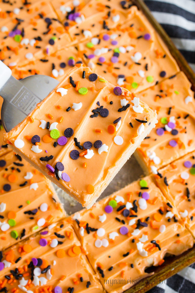 Halloween Sugar Cookie Bars | Recipe By My Name Is Snickerdoodle