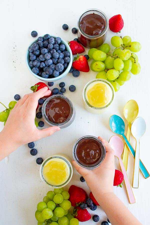 Betty Crocker Chilled Treats on a white table with fruit.