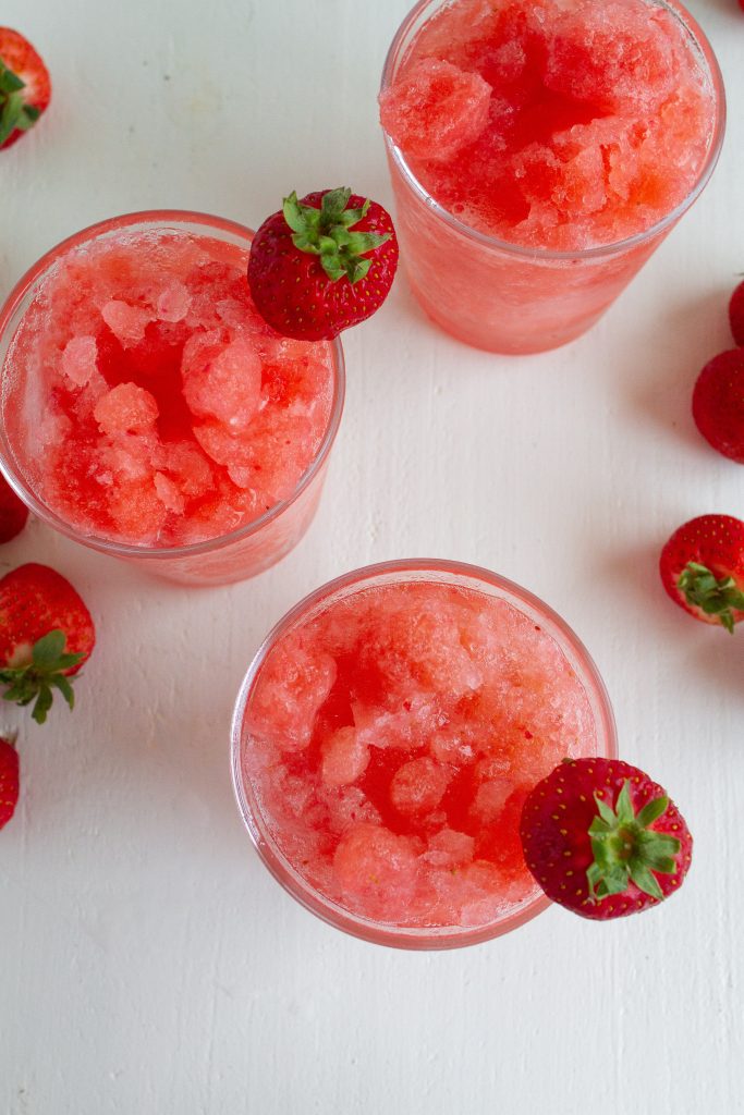 Strawberry Lemonade Slush with strawberries and Sprite