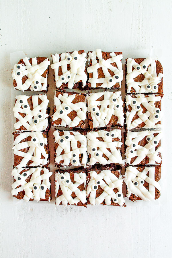 Halloween Mummy Brownies are a great treat for the holiday!