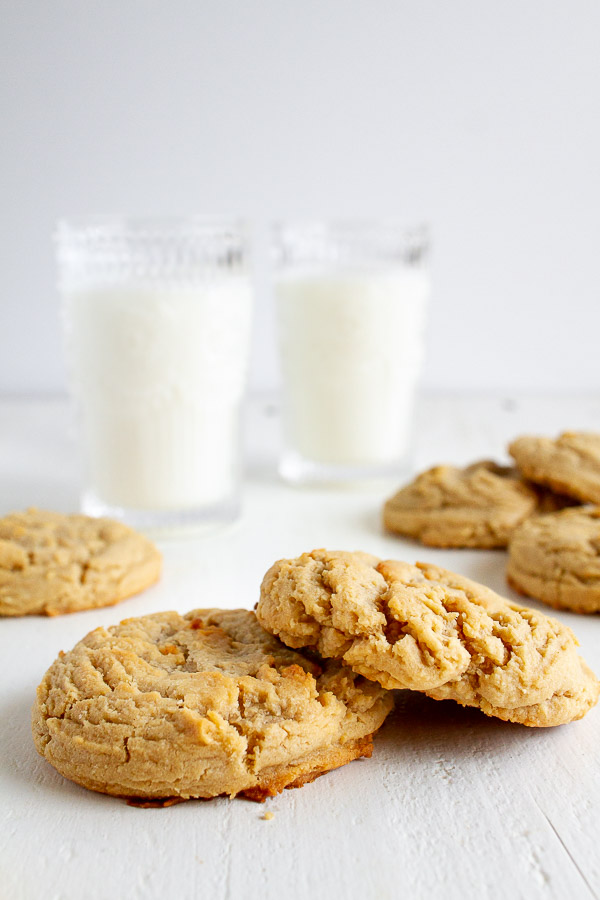 Big Peanut Butter Cookies with Milk