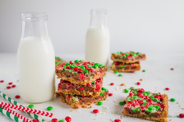 Christmas Magic Cookie Bars full of graham cracker crumbs, coconut, chocolate chips and sweetened condensed milk.  