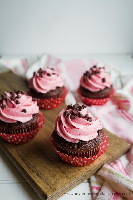 Chocolate Cupcakes are made better with Raspberry Buttercream Frosting!