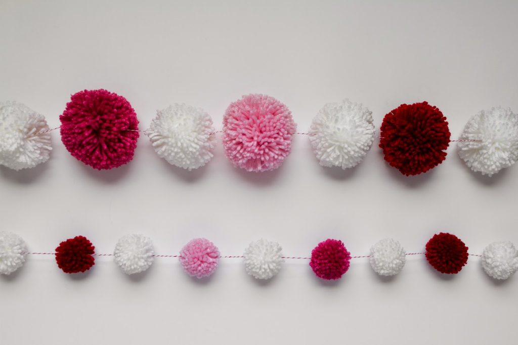 Valentine Yarn Pom Pom Garland in two different sizes!