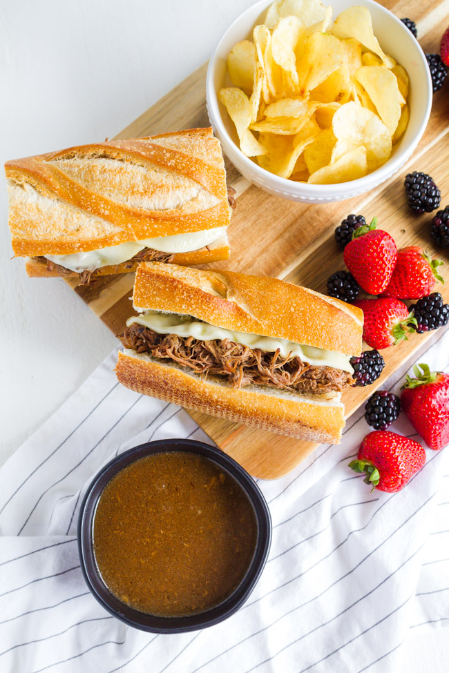 Easy French Dip Sandwiches made in the crock pot.