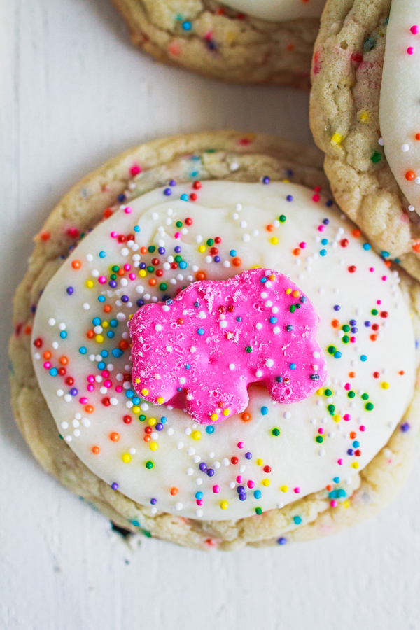 Circus Animal Cookies with sprinkles.  