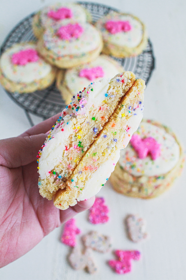 Cookies cut in half.