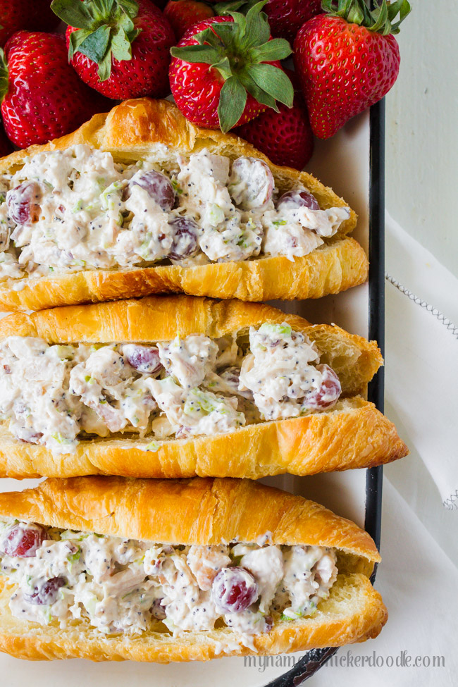 Chicken salad recipe in croissants.