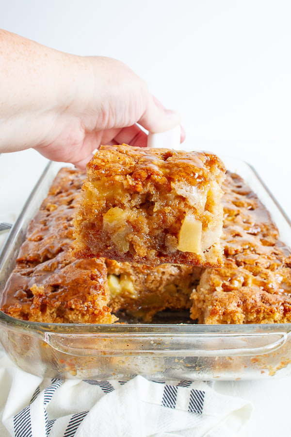 A slice of Caramel Apple Cake