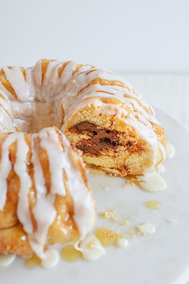 Orange bread filled with dark chocolate