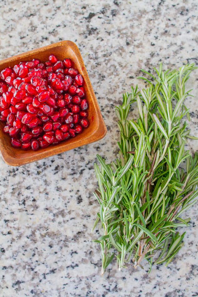 Rosemary and pomegranate arils.