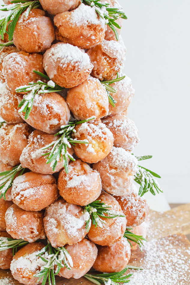 Christmas Donut Trees made with Sour Cream donut holes.