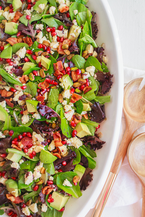 Holiday recipe for Pomegranate Avocado Salad. 