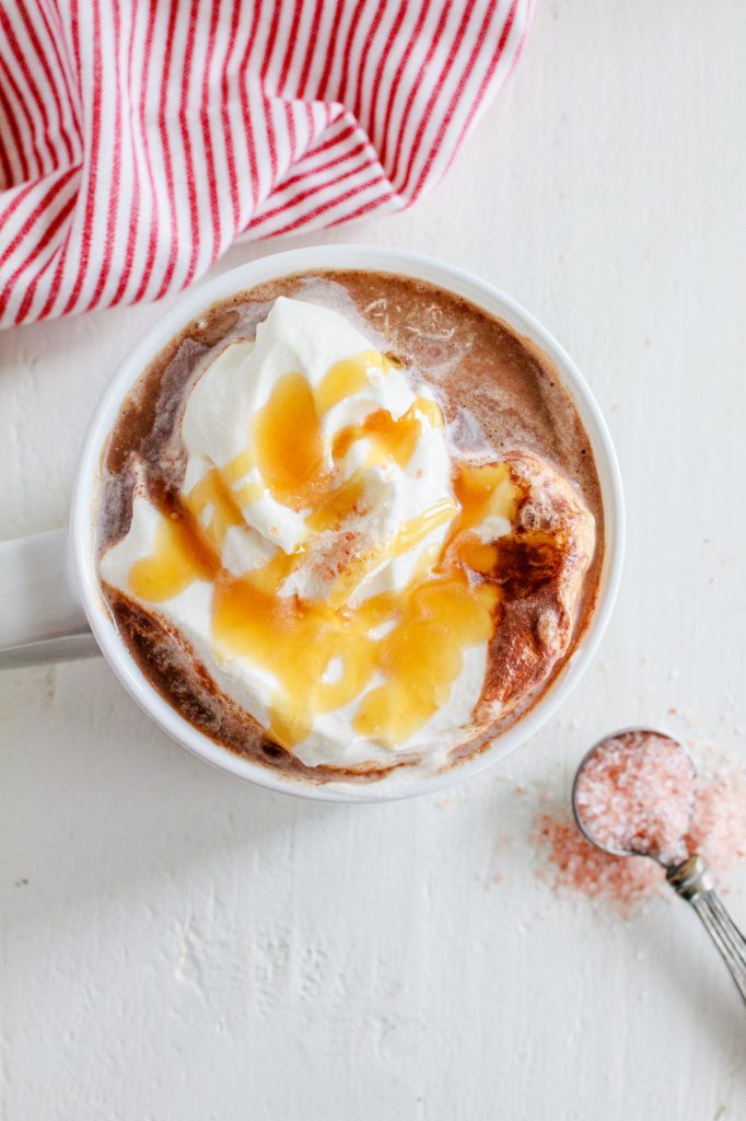 Salted Caramel Hot Chocolate with Whipped Cream