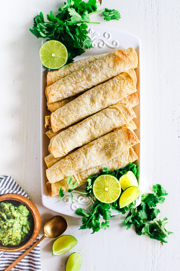 Fresh rolled up Chicken Taquitos recipe.